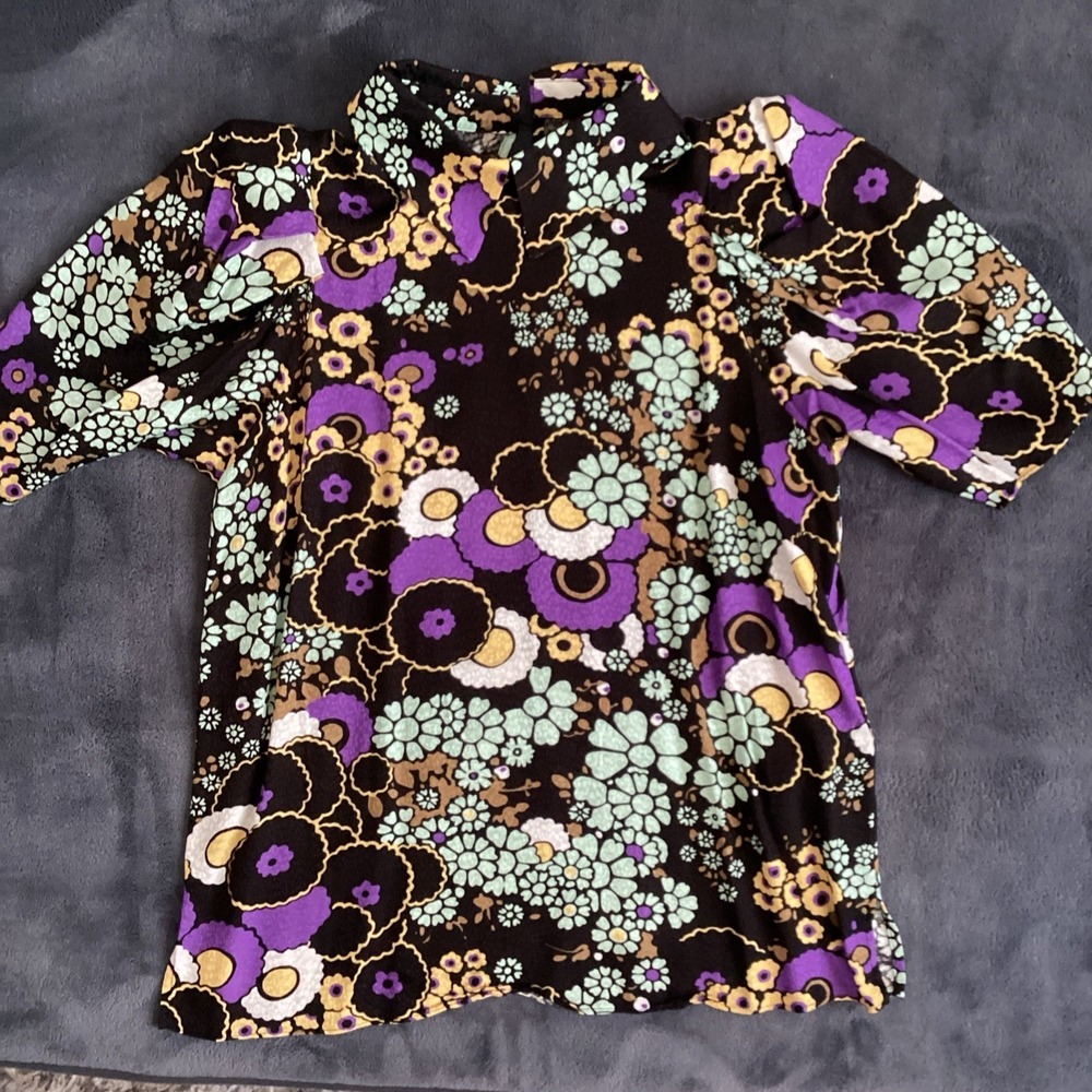Ted‎ Baker London Womens 1 Yvonn Exaggerated Shoulder Floral Crepe Blouse Top